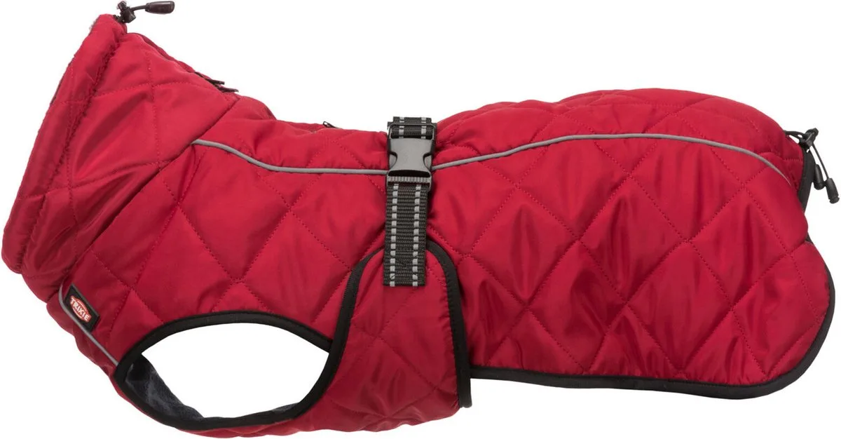 hundjacka Minot, vadderad fleece, reflekterande ränder, 36 cm från Trixie i Röd – produktbild