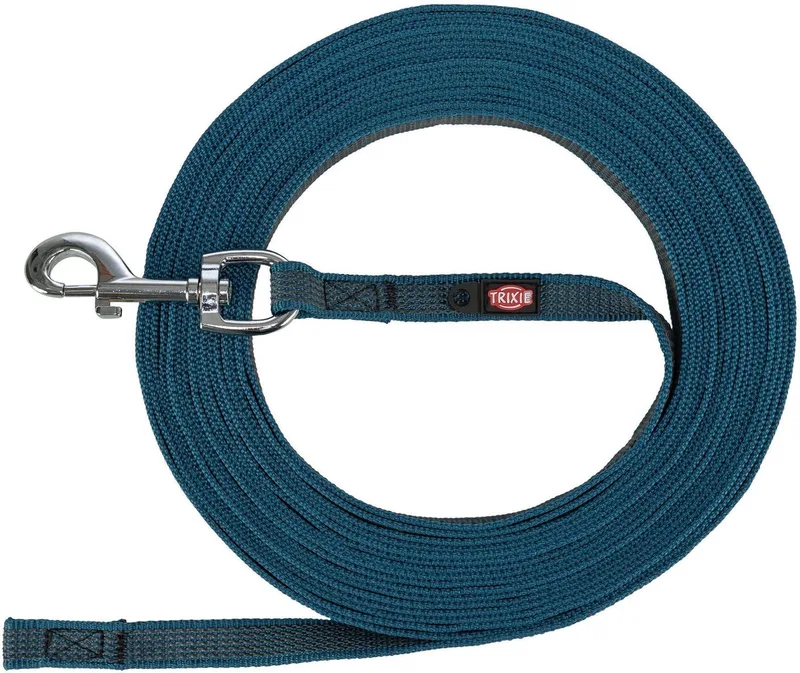 Hondenriem - Sleeplijn - Met Rubber - Anti Slip - L/XL - 15 m by Trixie in Petrol Blauw – product photo