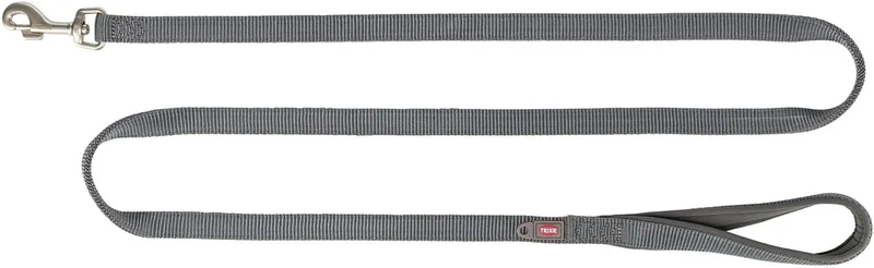 Hondenriem Trixie - Dubbellaags Grafiet - 180x1.5 cm, Neopreen Handvat, Musketonhaak fra Trixie i Graphite – produktbillede