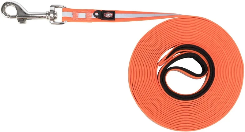 Hondenriem Trixie - Reflecterend 10m x 1.7cm - Waterafstotend PVC, Handlus de Trixie en Orange – photo produit