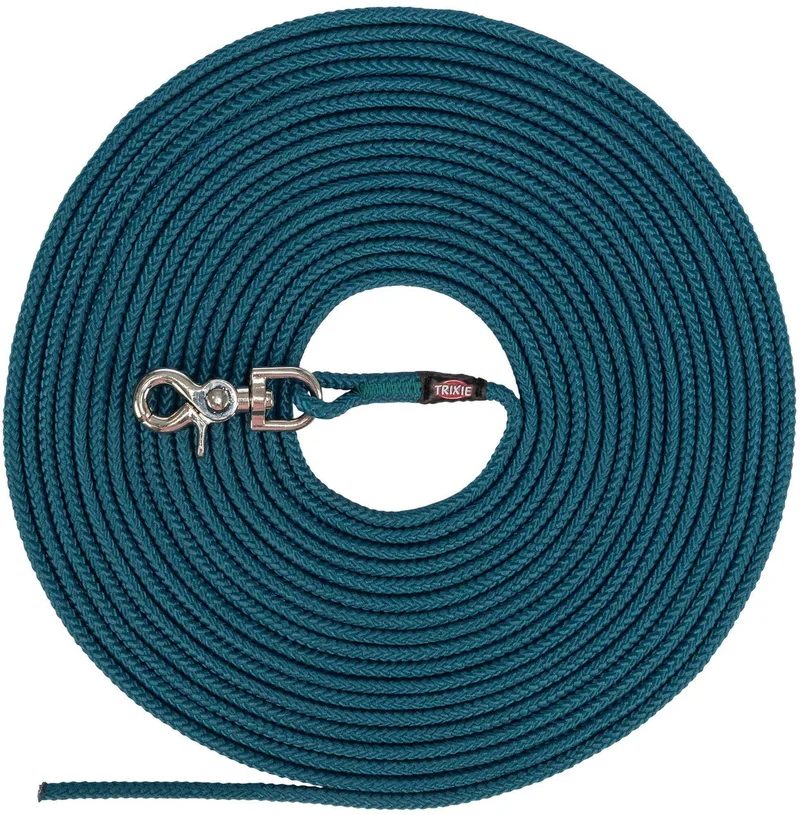 Hondenriem Trixie - Sleeplijn Rond 5m Petrol - Duurzaam Zeiltouw, Drijvend, Zonder Handlus by Trixie in Blue – product photo