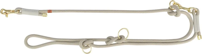 Hondenriem Trixie - Soft Rope Verstelbaar 200x1.3cm - Grijs/Lichtgrijs, Karabijnhaak, Gouden Details von Trixie – Produktfoto