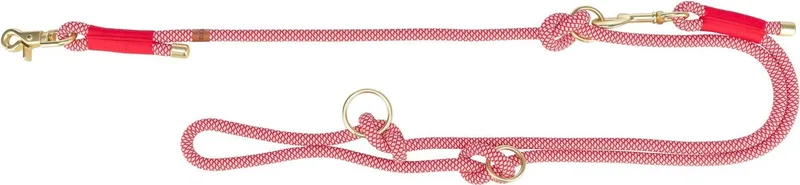 Hondenriem Trixie - Soft Rope Verstelbaar Rood/Creme - 200x1.3 cm, Karabijnhaak, Gouden Details by Trixie – product photo