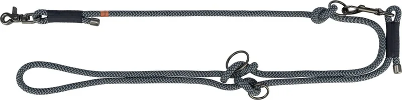 Hondenriem Trixie - Verstelbaar Zwart/Grijs - 200x1.3 cm, Karabijnhaak, Gouden Details by Trixie – product photo