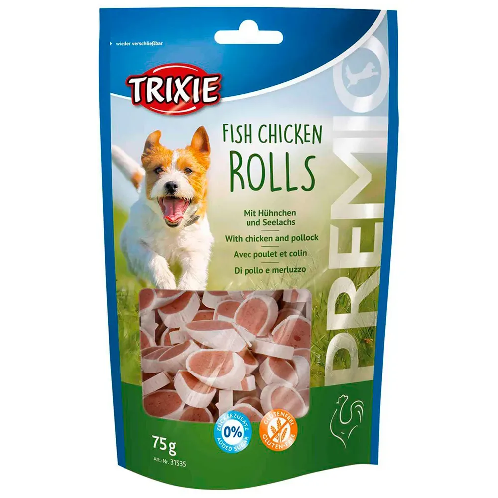 Hondensnack rolletjes van kip en stokvis 75 GR van Trixie – productfoto