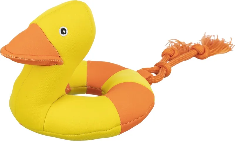 Hondenspeelgoed Aqua Toy Duck On Rope von Trixie in Gelb – Produktfoto