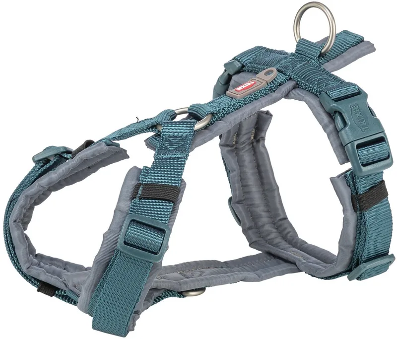 Hondentuig - Premium - Trekking - Petrol Blauw/Grafiet Grijs - 36-44X1,5 cm de Trixie en Petrol Blauw – photo produit