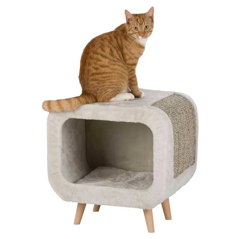 Kattenhuis - Alicia Relax Huis - Lichtgrijs/Grijs Gemêleerd - 48X48X38 cm fra Trixie i Blå – produktbillede 2 af 3