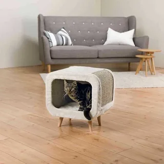 Kattenhuis - Alicia Relax Huis - Lichtgrijs/Grijs Gemêleerd - 48X48X38 cm fra Trixie i Blå – produktbillede 3 af 3