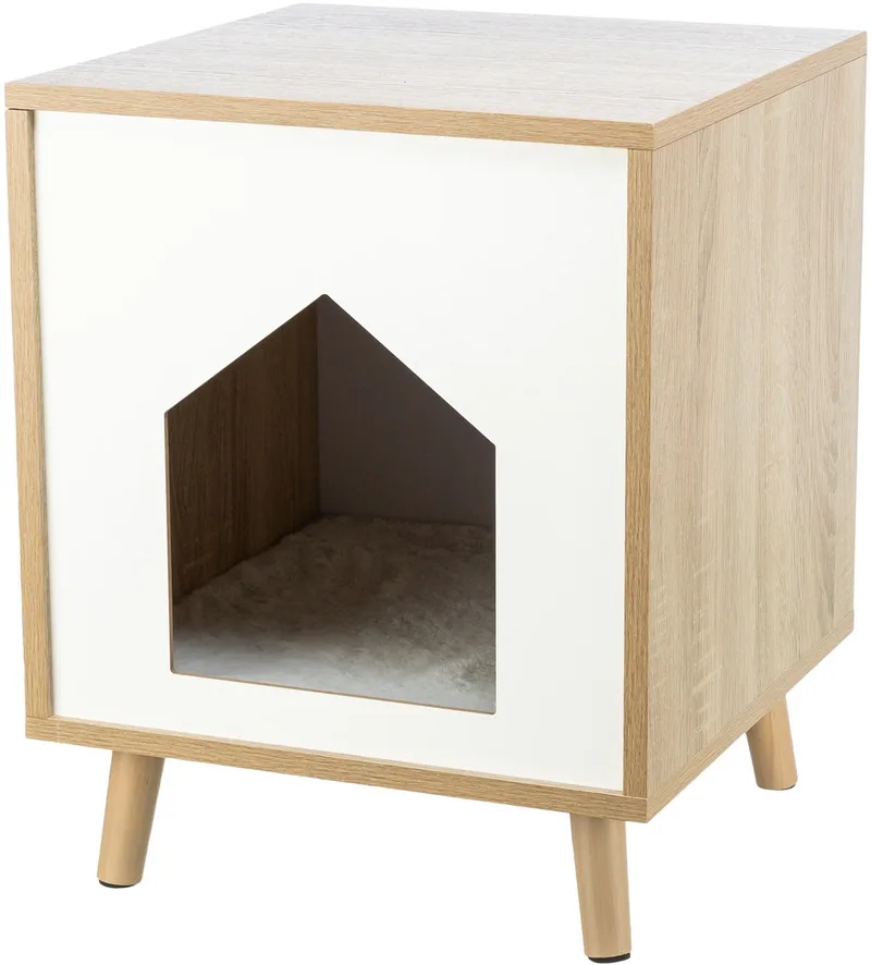 Kattenmand - Huis Isa - Houtlook - Lichtbruin/Wit - 40X40X50 cm by Trixie in White – product photo