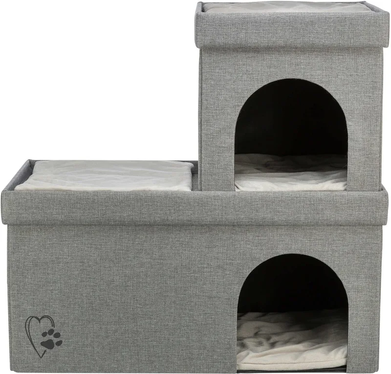 Kattenmand/Kattenhuis Kimy Soft - Twee Verdiepingen - Lichtgrijs - 76X37X72 cm von Trixie in Grau – Produktfoto