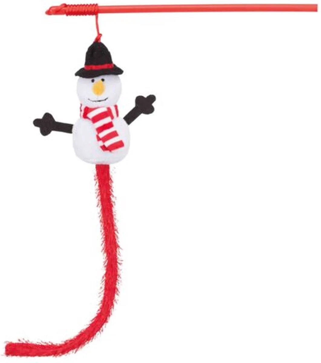 Kattenspeelgoed - Speelhengel Sneeuwpop - 31 cm van Trixie in Rood – productfoto