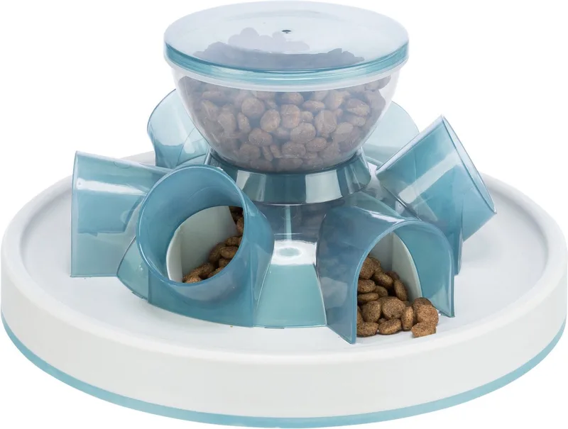 Kattenspeelgoed Tunnel Feeder strategiespel von Trixie in Blau – Produktfoto 1 von 3