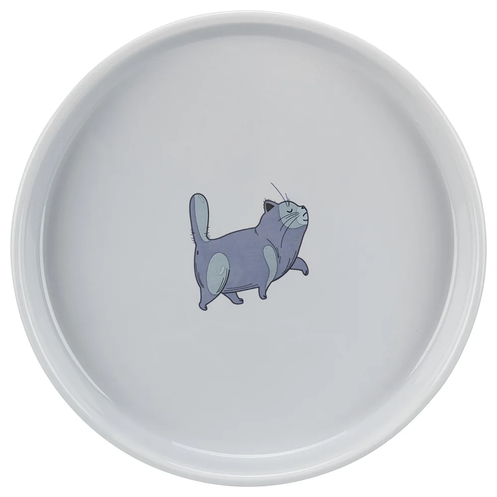 Keramische Voerbak Plat en Breed 600ml, Ø23cm Katten by Trixie – product photo