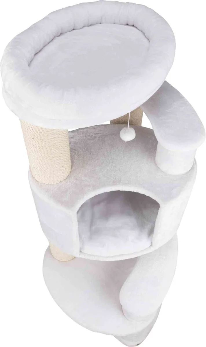 Krabpaal Trixie Zita XXL - Stevige Krabpaal met Schuilplaats en Plateaus - 64x64x147 cm de Trixie en Beige – photo produit