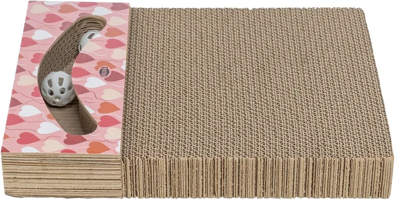 Krabplank Hartjes - Karton Met Speelballen - 38x30x5 cm by Trixie in Zalm – product photo
