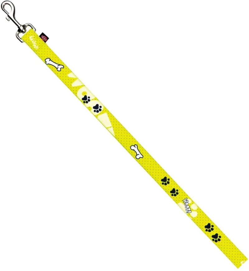 Modern Art Woof Hondenriem / Hondenlijn - 15183 - Dubbel Nylon - Lengte: 100 cm - Breedte: 25 mm by Trixie in Yellow – product photo