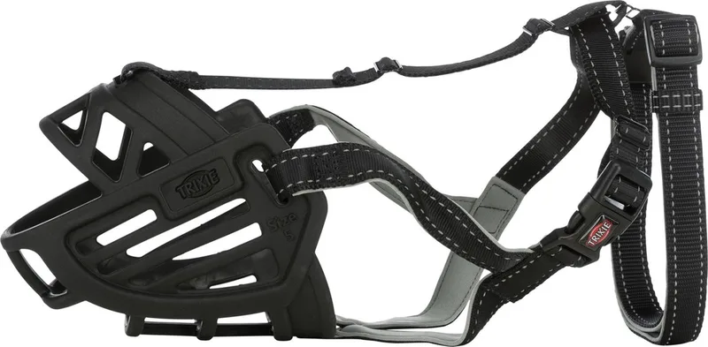 Muilkorf - Muzzle Flex Silicone - Maat M-L - Snuit Omtrek 27 cm de Trixie en Noir – photo produit