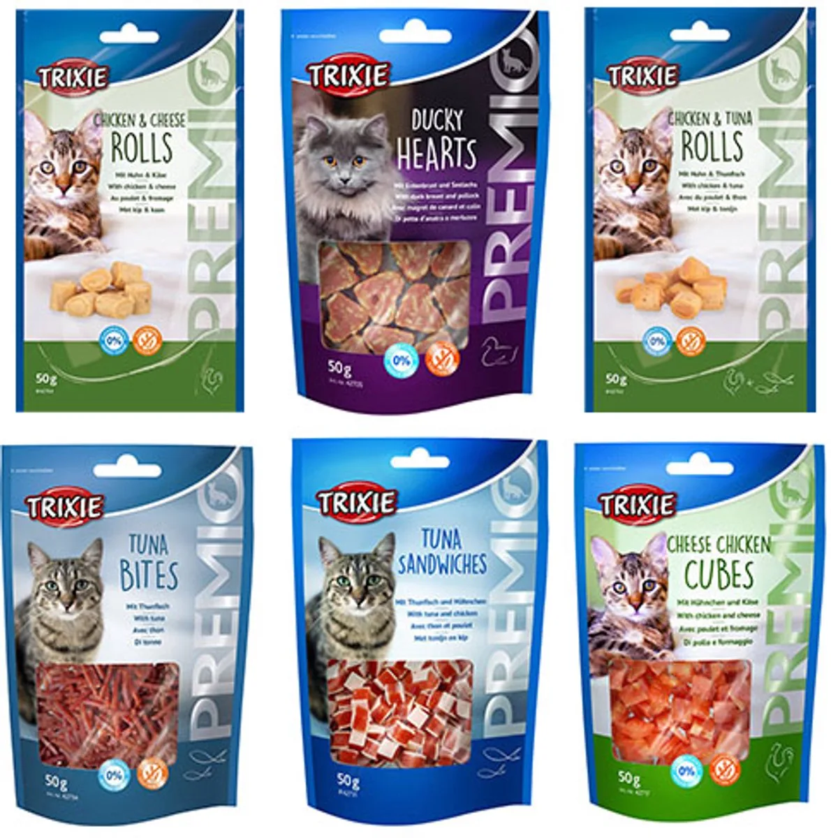 Premio Snackmix – 6 Variaties van Zachte Kattenbeloningen - per 6 zakjes van Trixie – productfoto