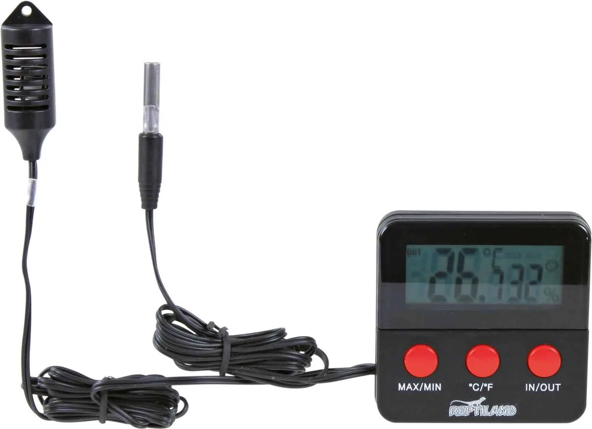 Reptielen Thermometer Hygrometer Digitaal TRIXIE - Meetbereik 0-70 °C, 20-99% Luchtvochtigheid - 6x6 cm fra Trixie i Sort – produktbillede