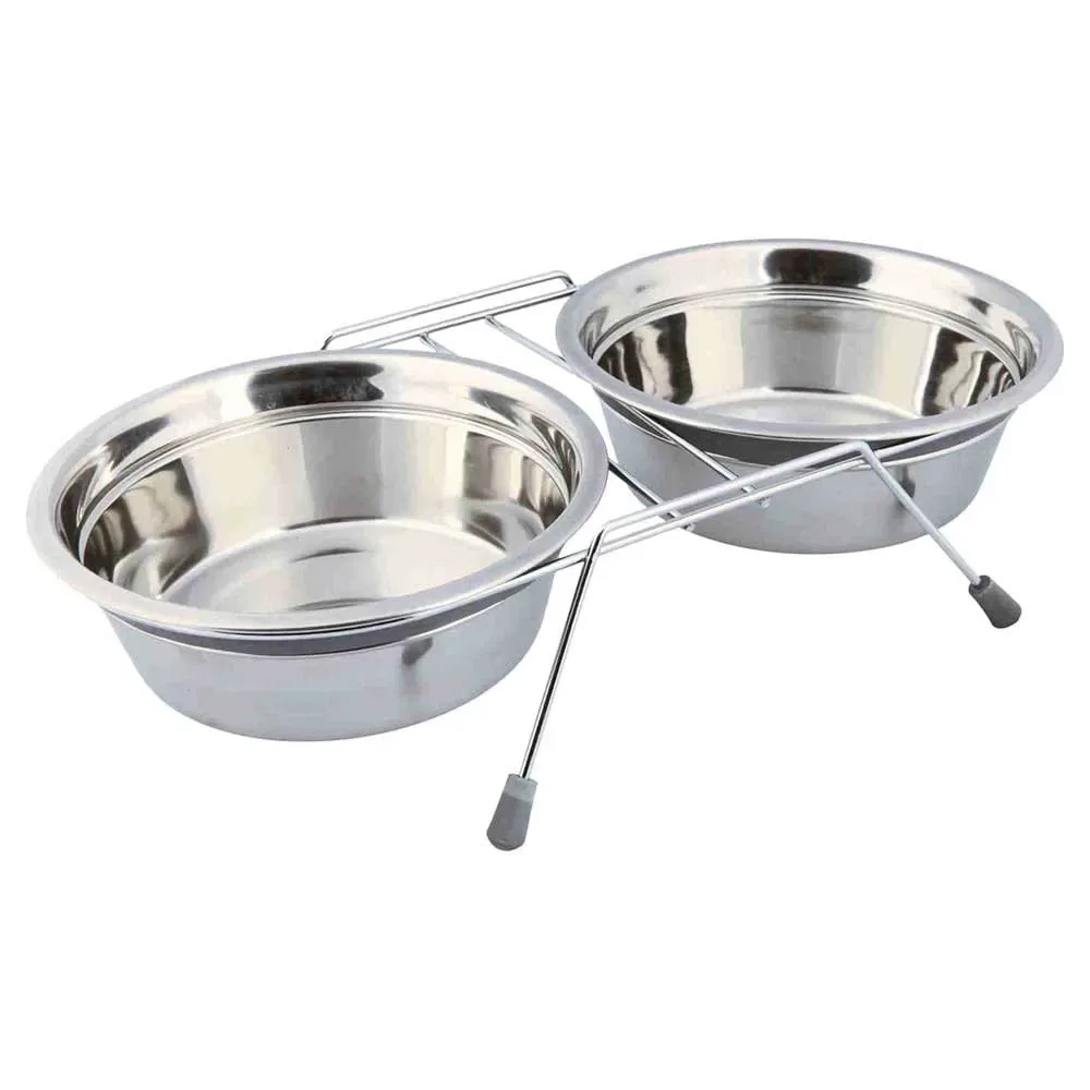 Roestvrij Staal Dubbele Anti-vibratie Voerbak 13 Cm van Trixie – productfoto