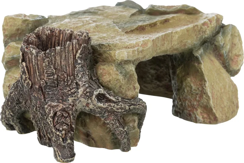 Rotsplateau met boomstam voor terrarium en aquarium 25 x 17 x 10 cm by Trixie in Brown – product photo