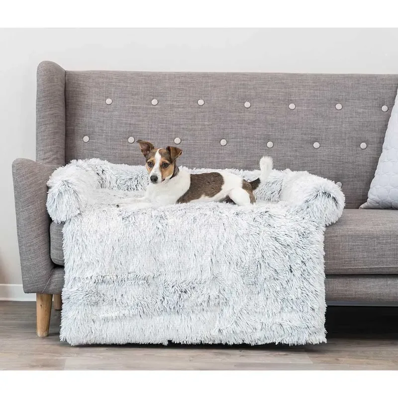 Sofa - Hondenbed Harvey - Meubelbeschermer - Hoekig - Wit/Zwart - 90X90 cm fra Trixie i Hvid, Sort – produktbillede 4 af 6