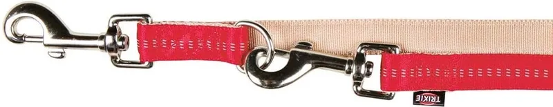 Softline Elegance (3-voudig) Verstelbare Hondenriem / Hondenlijn - 11554 - Dubbel Nylon - Lengte: 200 cm - Breedte: 20 mm - Rood / Beige by Trixie in Red, Beige – product photo