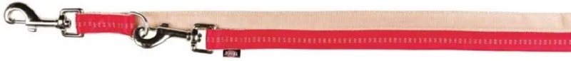 Softline Elegance (3-voudig) Verstelbare Hondenriem / Hondenlijn - 11534 - Dubbel Nylon - Lengte: 230 cm - Breedte: 10 mm - Rood / Beige by Trixie in Red, Beige – product photo
