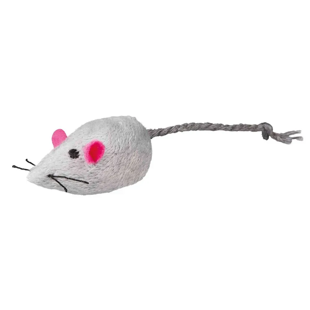 Trixie 2 knuffel muisjes met belletje, 5 cm, wit/grijs 5 cm van Trixie – productfoto