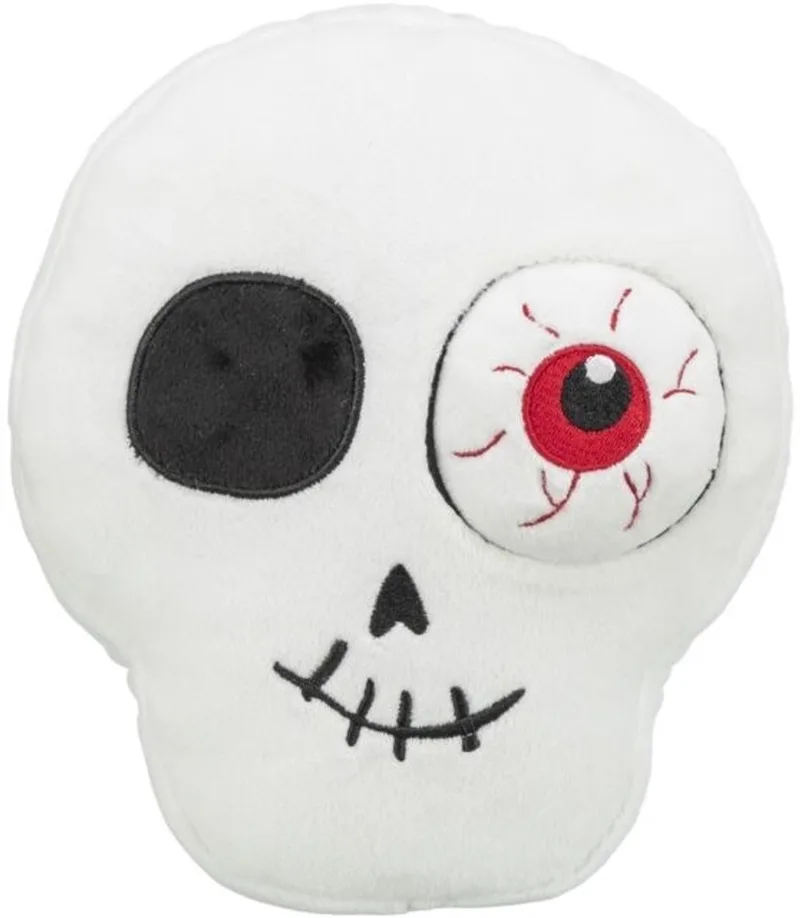 Trixie Halloween Pluche Schedel 19 cm - griezelig hondenspeelgoed voor Halloween von Trixie in Rot – Produktfoto