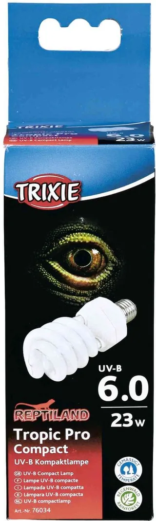 UV-B Lamp 23 Watt - Compact 6x6x15.2 cm - UVB UVA Verlichting voor Reptielen en Amfibieën de Trixie en Blanc – photo produit 1 sur 2