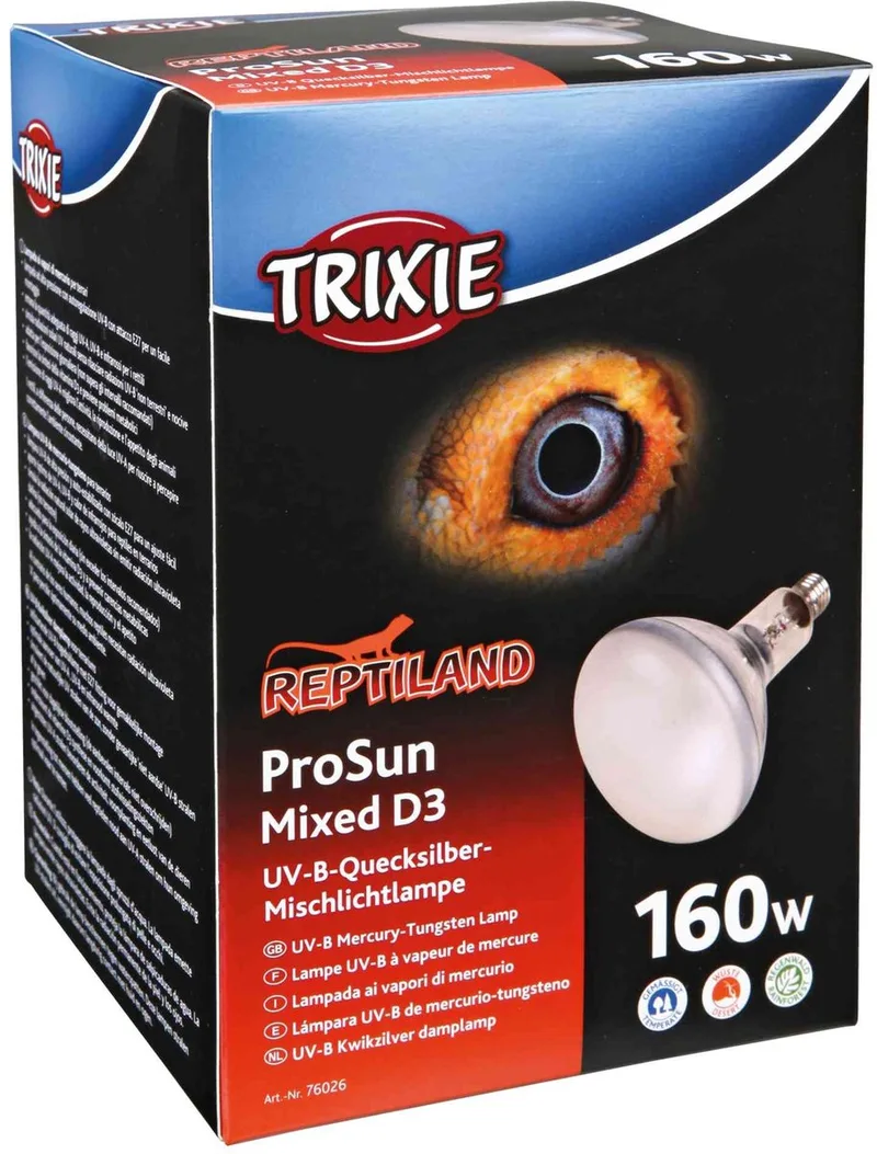 UVB Lamp 160W Trixie - Zelfstartend, E27 Fitting - 11.5x28.5 cm de Trixie en Blanc – photo produit 1 sur 2