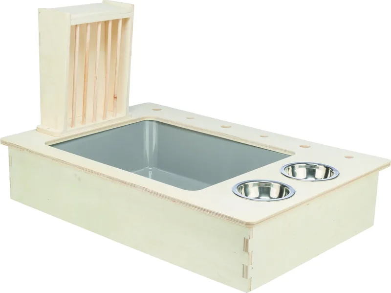 Voederstation - Met Voerbak / Waterbak / Hooiruif - Hout - 70X47X41 cm de Trixie en Naturel – photo produit