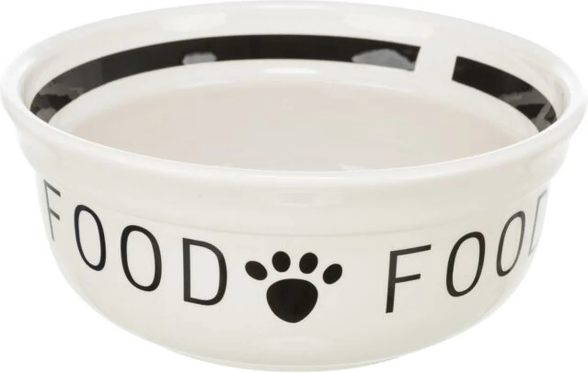 Voerbak - Hond - Food - Keramiek - Wit/Zwart - 1,6 ltr - 20 cm de Trixie en Blanc – photo produit