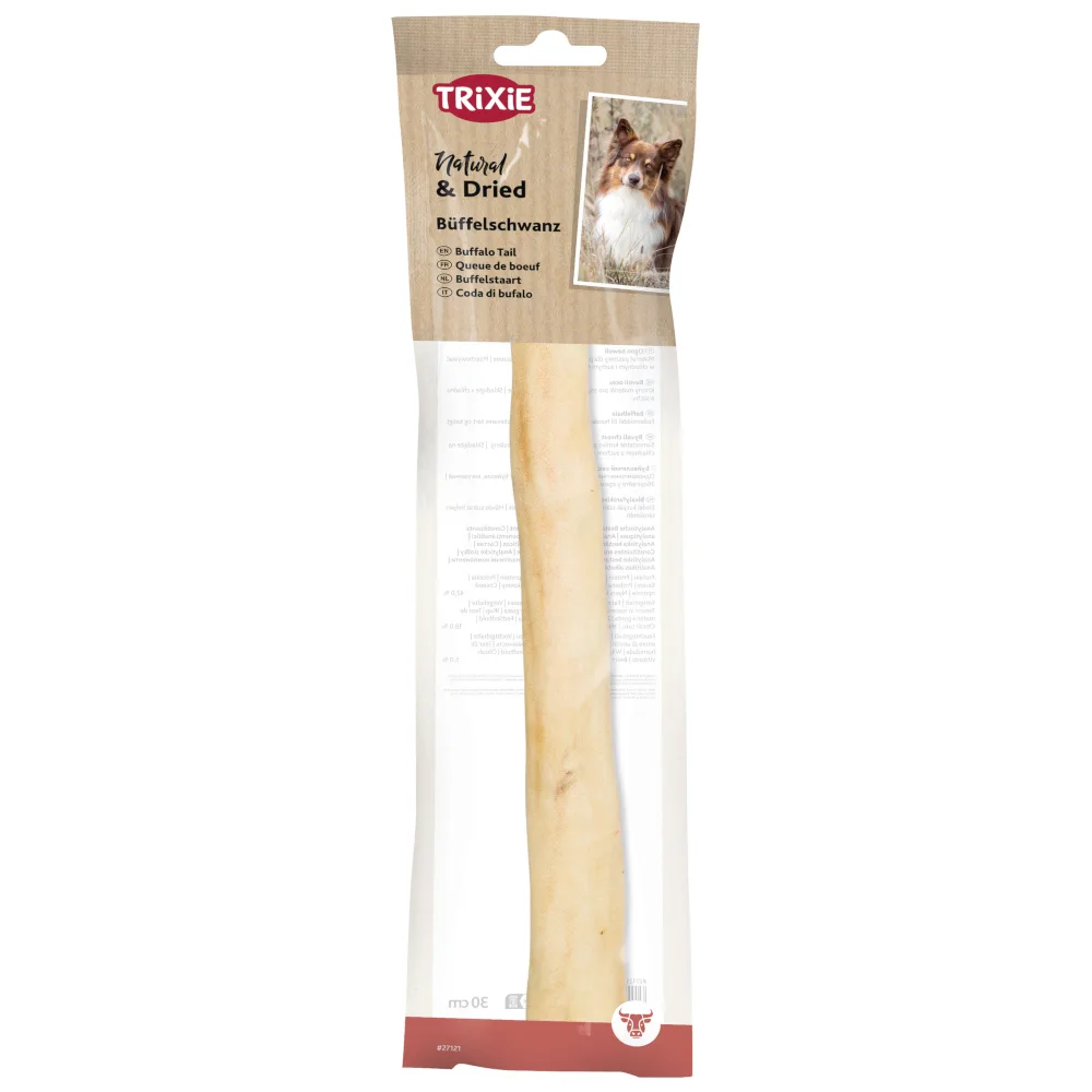 Voordeelpakket: 3 stuks Trixie Natural & Gedroogde buffelstaart 30 cm hondensnack de Trixie – photo produit
