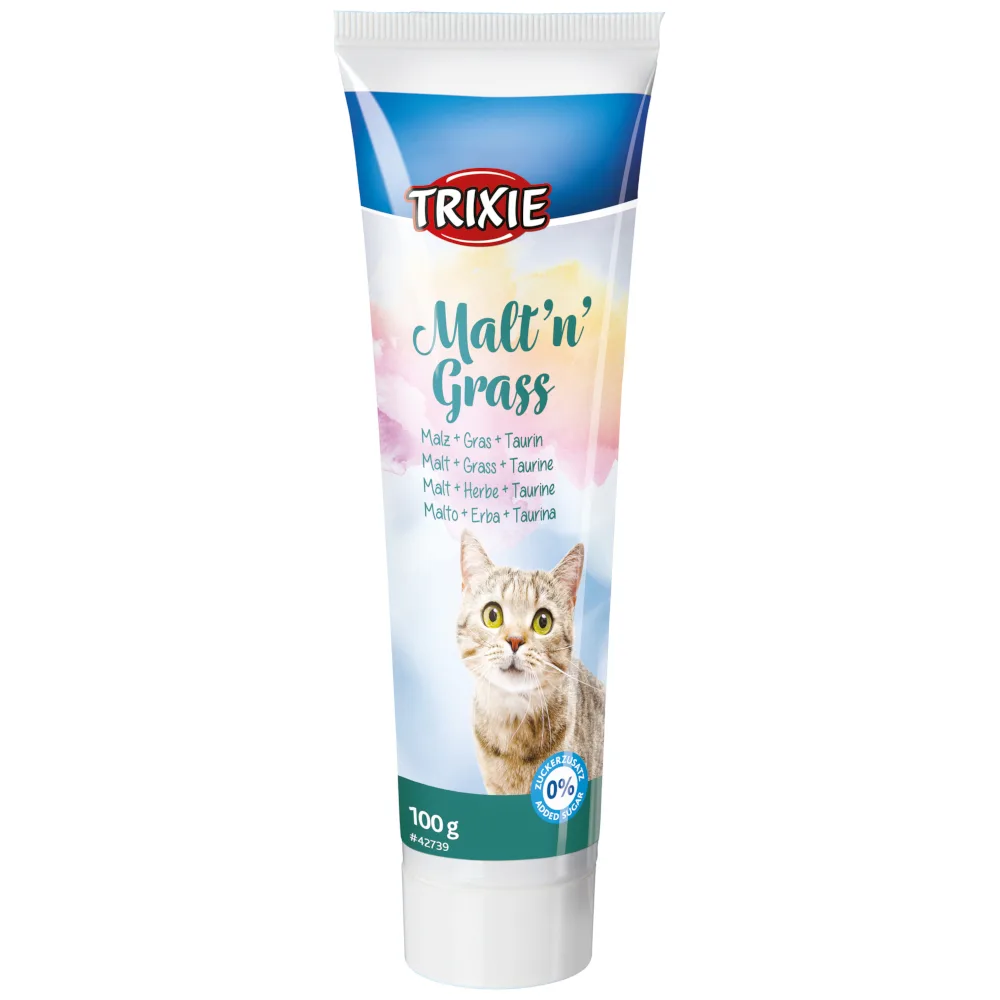 Voordeelpakket: 3x100g Trixie Malt'n'Grass mout + gras + taurine kattensnack de Trixie – photo produit