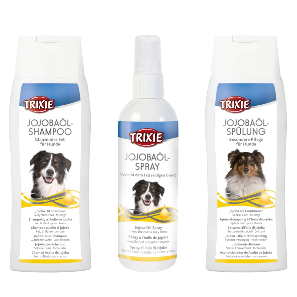 Voordeelset: Trixie jojoba olie verzorgingsproducten shampoo, conditioner & spray hond by Trixie – product photo
