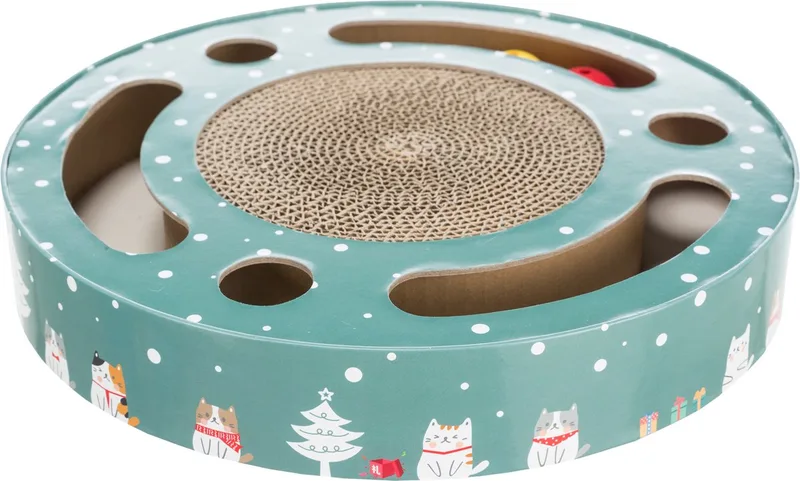 Xmas Krabtrommel Krabmat Met Speeltjes - 33X33X5.5 CM de Trixie en Vert – photo produit