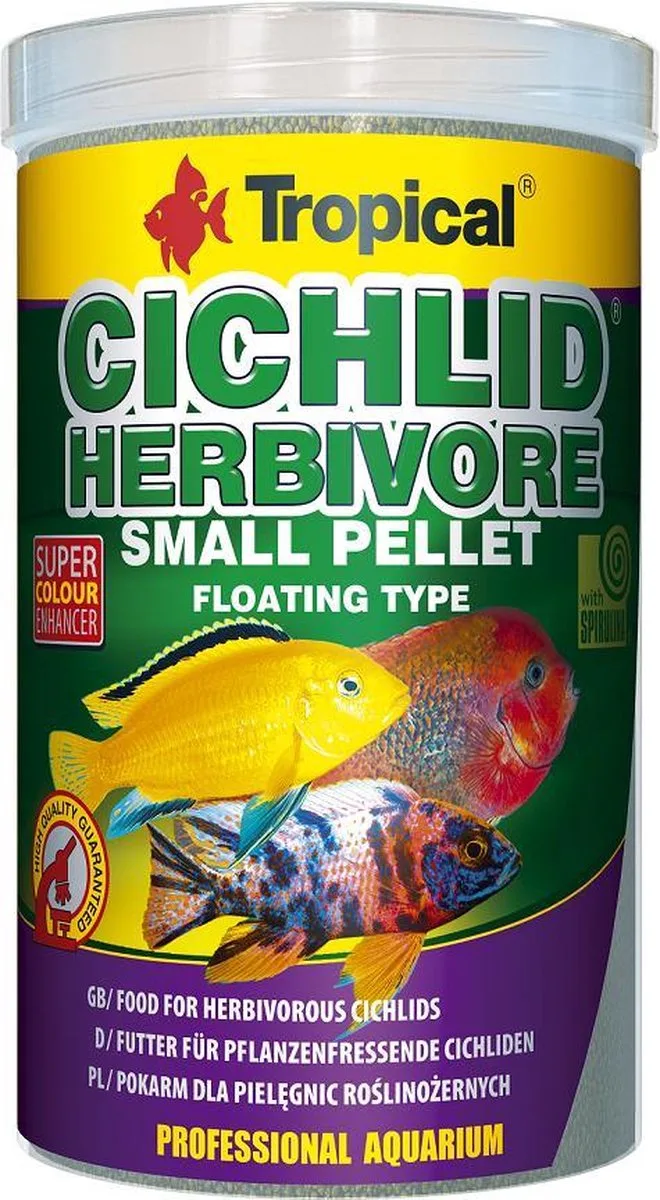 Cichlide Pellets | Herbivoor Small (1 Liter) | Cichlide Visvoer de Tropical – photo produit