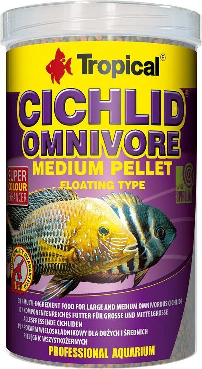 Cichlide Pellets | Omnivoor Medium (1 Liter) | Cichlide Visvoer by Tropical – product photo