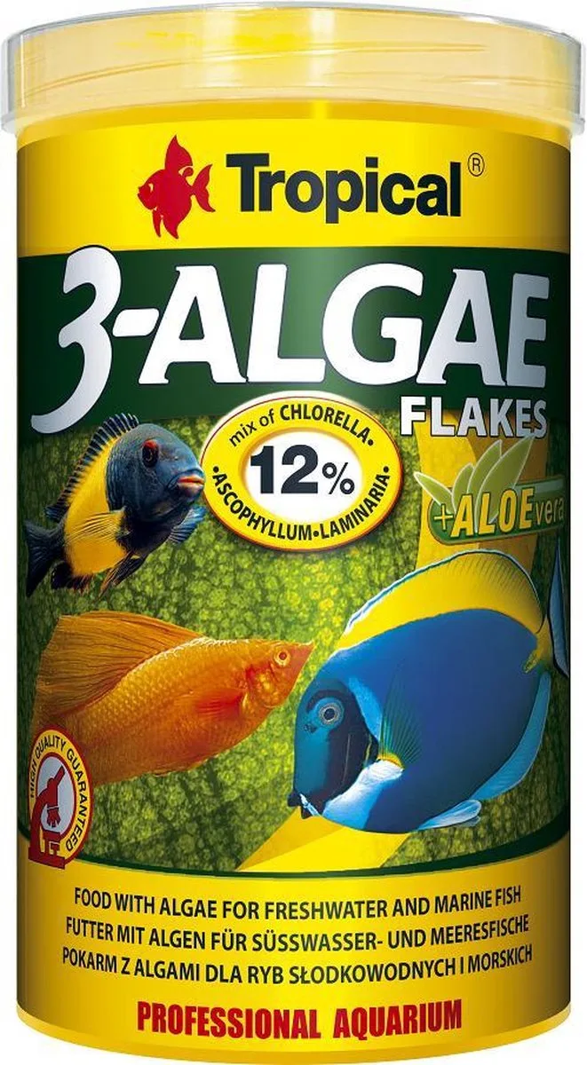 Tropical 3 Algen Vlokvoer | 1 Liter| Aquarium Visvoer | Vlokvoer de Tropical – photo produit