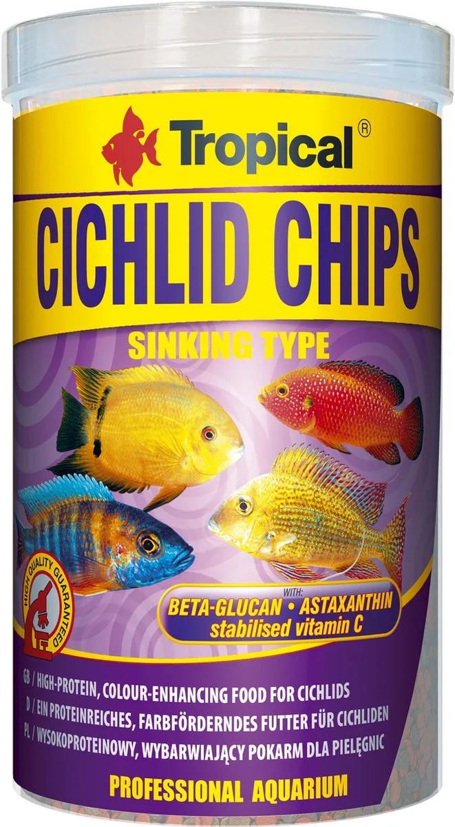 visvoer Cichlid Chips zinkend 520G/1000ML fra Tropical – produktbillede