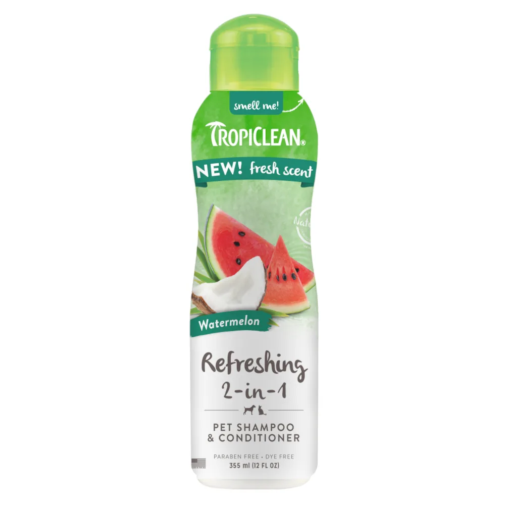 355ml TropiClean Verfrissende 2-in-1 Shampoo Conditioner Watermeloen Hond från TropiClean – produktbild