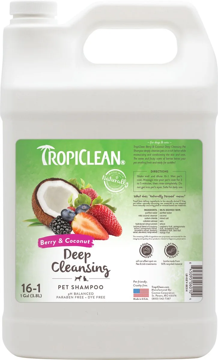 Bessen en Kokos - Hondenshampoo - Diepreinigend - 3.8 L de TropiClean – photo produit
