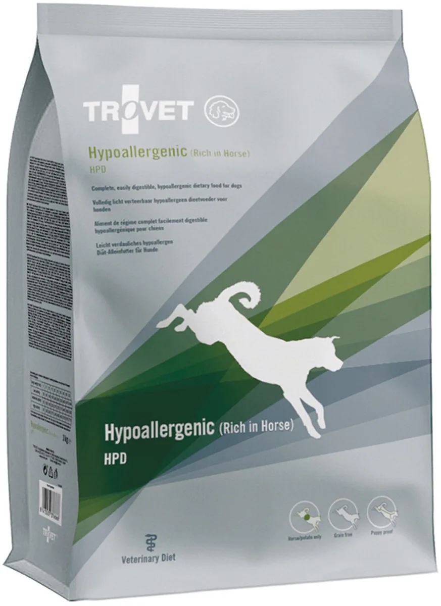 Hypoallergenic HPD (Horse) Hond - 10 kg + 12 x 400 gr blikken de Trovet – photo produit