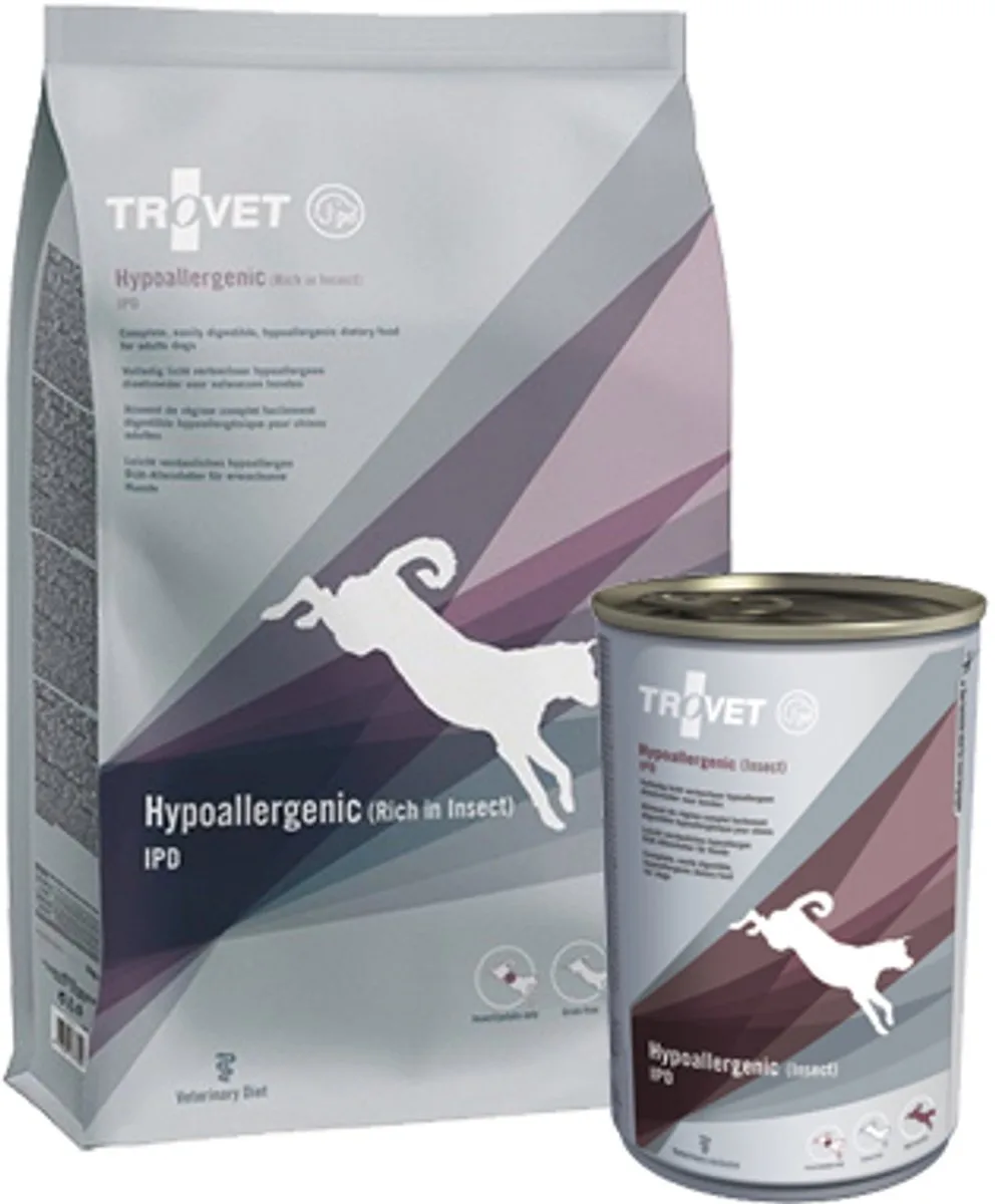 Hypoallergenic IPD (Insect) Hond - 3 kg + 6 x 400 gram blikken fra Trovet – produktbillede
