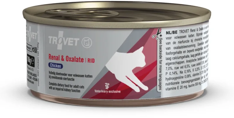 Kattenvoer Nat RID Renal & Oxalate Kip - 12x100 gr de Trovet – photo produit