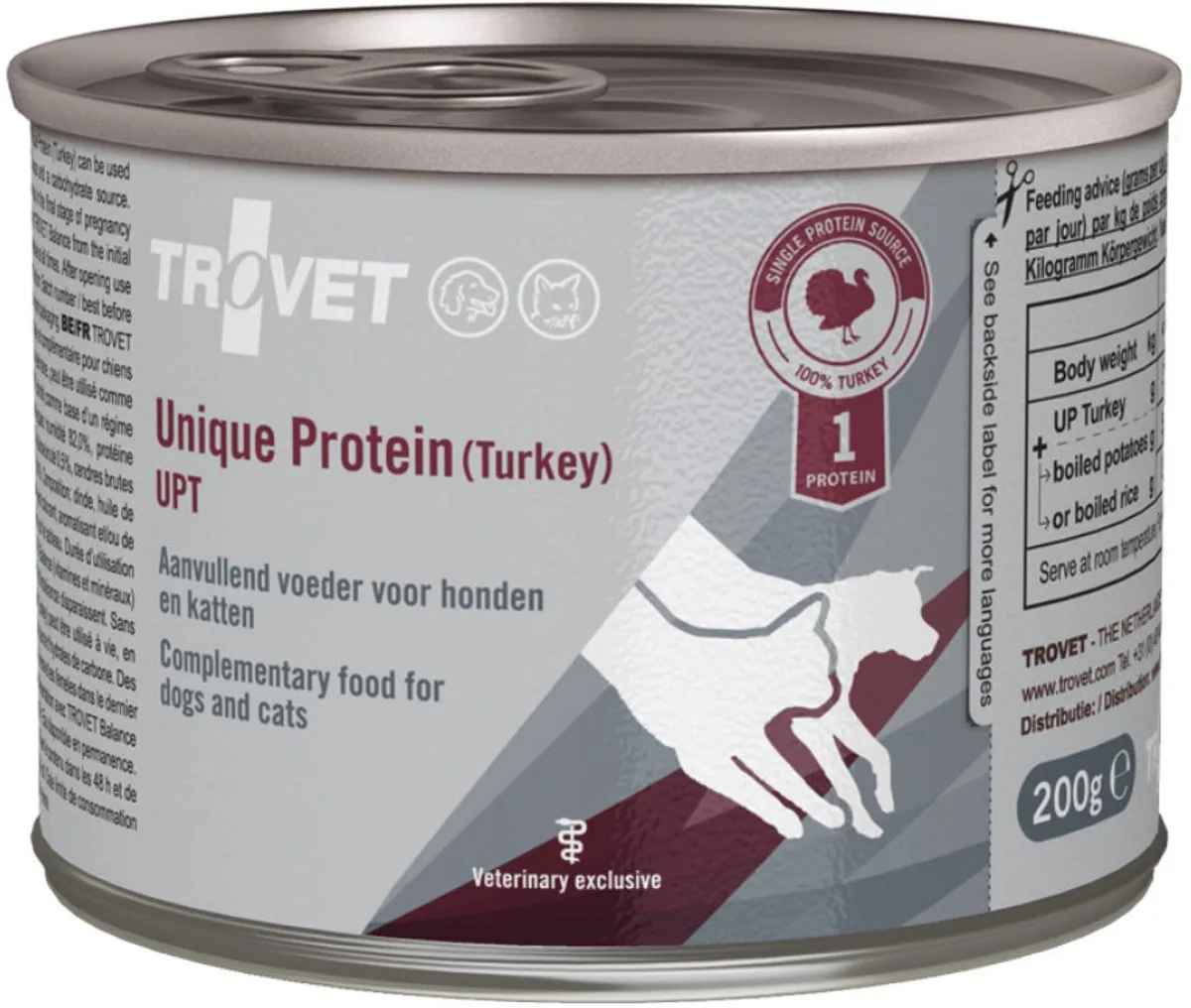 UPT Unique Protein Turkey 6 x 400 gram blikjes van Trovet – productfoto