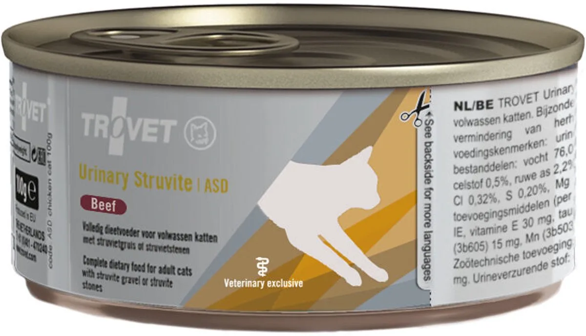 Urinary Struvite ASD (Chicken) Kat - 12 x 200 g blik van Trovet – productfoto